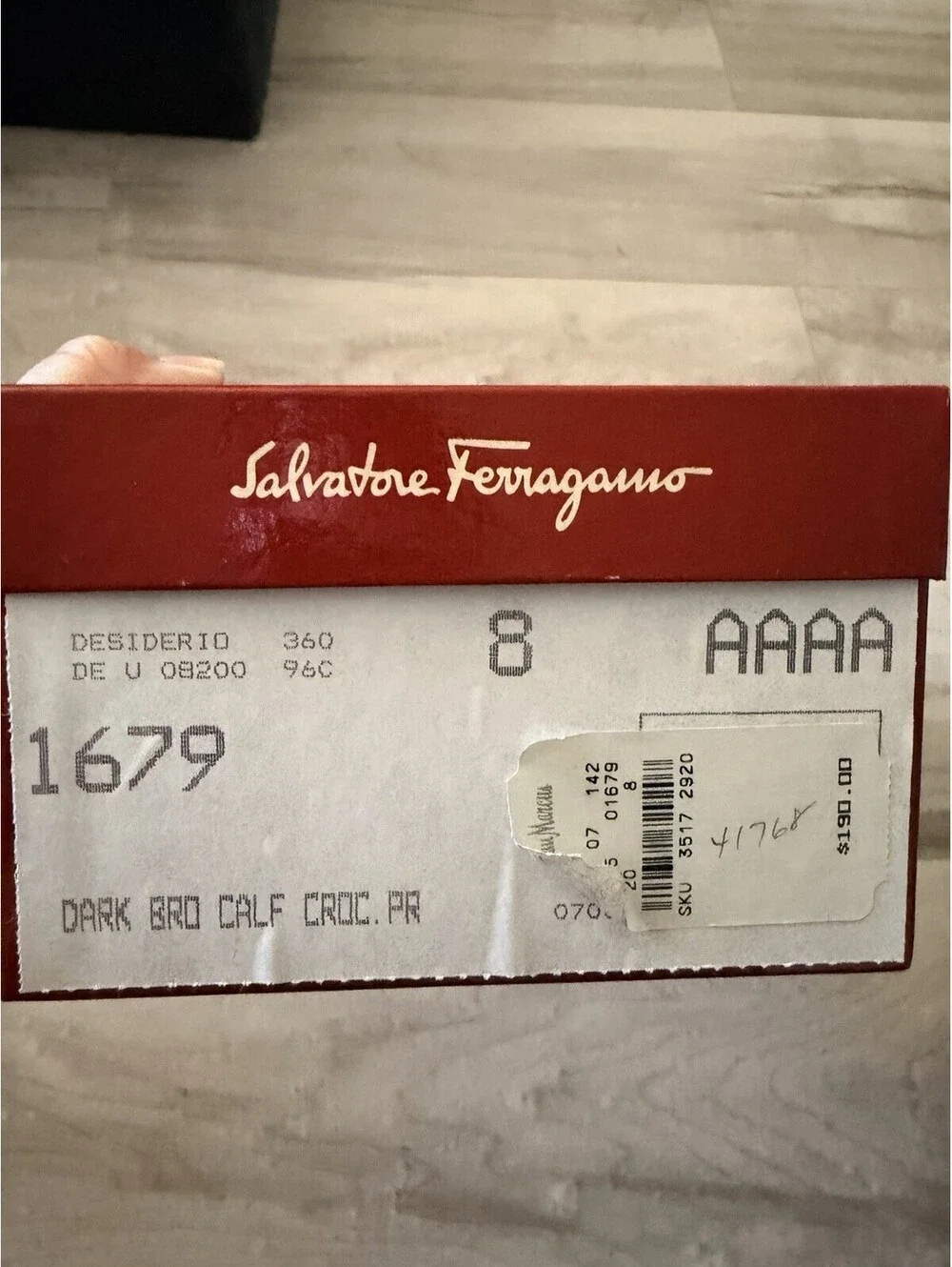 Salvatore Ferragamo Dark Brown Leather Crocodile Embossed Pumps Heels 8 AAAA Box
